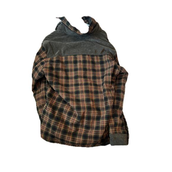 Beige Khaki Color Insulated Checkered Flannel Jacket Mens L - Picture 2 of 2